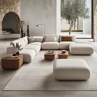 OE HOME Nordic Dönüştürülebilir Villa Kanepe Takımı L Şeklinde Köşe Tasarımı Ahşap Çerçeveli Kuzu Yünü Kumaş Döşemeli Çevre Dostu Modern