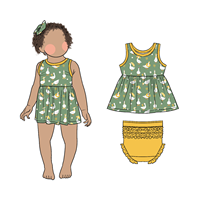 Ensemble de combinaison deux pièces pour filles d'été de haute qualité, haut sans manches imprimé mignon, short multicolores en option, tenue pour petites filles