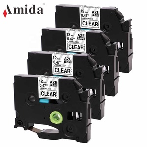 Amida 12mm <span class=keywords><strong>TZe</strong></span>-131 <span class=keywords><strong>TZe</strong></span>-<span class=keywords><strong>231</strong></span> compatible <span class=keywords><strong>ruban</strong></span> d'imprimante noir sur étiquette transparente et blanche - Product Image 3