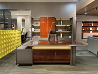 Ensemble table et chaise de bureau de direction 2026 en bois écologique, design moderne et épuré, bureau modulaire exécutif avec tiroirs de rangement pour usage commercial