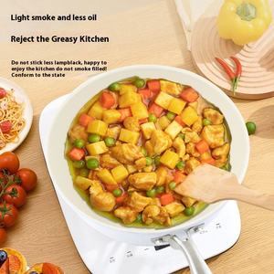 مقلاة صينية بيضاء مرصعة بالحصى غير لاصقة للاستخدام المنزلي هدية مثالية لقلي المقالي - Product Image 6