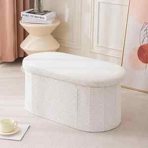 Neues Design Wohnzimmer Modernes Zuhause <span class=keywords><strong>Pkin</strong></span> Form Samt Stoff Oval Bett Sofa Hocker Hocker Osman isch - Product Image 4