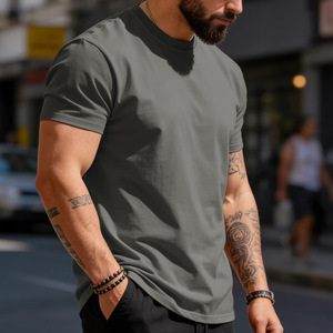 Camiseta de Manga Corta para Hombre, Cuello Redondo, Color Sólido, 100% Algodón, Transpirable, Informal, para Verano, Disponible en Ocho Colores - Product Image 2
