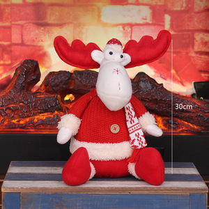 Muñecos de tela de Papá Noel, muñeco de nieve y reno, tejidos en rojo y blanco, figuras decorativas navideñas al por mayor. - Product Image 5