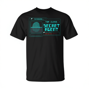 Camiseta Secret Agent con Diseño de Escaneo de Primera Clase, Negra, Promocional para Hombre - Product Image 2