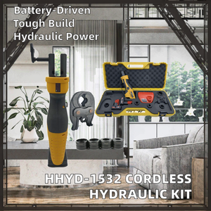 HHYD-1532 Kit d'outils de presse hydraulique professionnel sans fil pour la construction CVC, sertissage de tuyaux en acier inoxydable, cuivre et PEX - Product Image 2