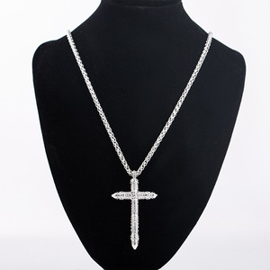 Men's Stainless Steel <b>Cross</b> Pendant Necklace Long <b>Chain</b> Hip Hop Style Geometric Design Gift Jewelry - Product Image 4