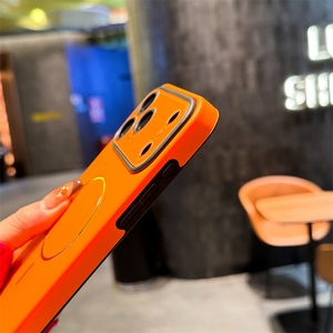 Funda magnética 2 en 1 de color sólido con ventana grande y acabado mate para iPhone 17, 16, 15, 14, 13 Pro Max, naranja, y protectores - Product Image 4