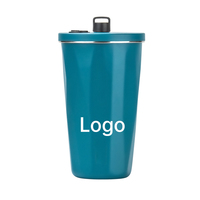 Gobelet isotherme à double paroi en acier inoxydable SUS304 avec couvercle à paille escamotable, couleur dégradée, anti-fuite, pour café de voyage, bureau et extérieur