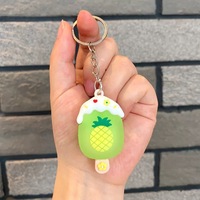 Porte-clés en caoutchouc souple PVC personnalisé de toutes formes / Porte-clés en PVC en forme de crème glacée / Porte-clés 3D en caoutchouc en forme de fruits