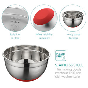 מחיר הסיטונאי נירוסטה סלט ערבוב קערות של 7 גודל רב קערות ערבוב מודרניות - Product Image 6