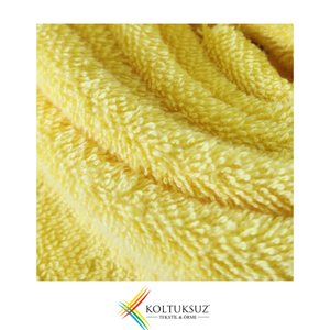 Tela de Toalla de Velour Tejida 100% Algodón de 350 g/m², Color Amarillo, 155 cm de Ancho, para Toallas de Hotel de Lujo, Venta al Por Mayor - Product Image 1