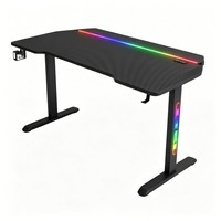 Escritorio Gaming RGB de 1.6m, Mesa para Computadora de Fibra de Carbono, Estación de Trabajo para PC con Patas LED Retroiluminadas