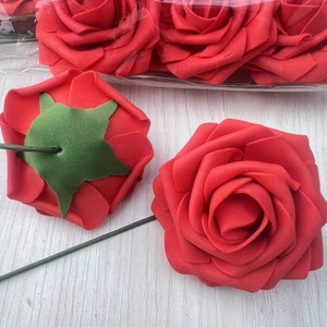 <span class=keywords><strong>Testa</strong></span> di Rosa da 8CM con Asta, Supporto per Fiori in PE, <span class=keywords><strong>Testa</strong></span> di Fiore in Schiuma, Accessori per Scatole di Caramelle da Matrimonio, Fiori da Mano - Product Image 2