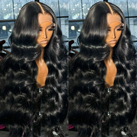 Pelucas de Cabello Humano 13x4 con Frente de Encaje HD para Mujeres Negras, Cabello Humano Peruano 26 28 30, Ondulado, Virgen, Peluca con Frente de Encaje HD