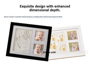 <span class=keywords><strong>Cadre</strong></span> double affichage pour empreintes de mains et de pieds de bébé ou d'animal de compagnie, kit d'impression en argile ou d'encre, souvenir photo en MDF, cadeau pour chambre d'enfant - Product Image 5