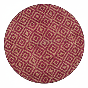 Alfombra de yute lavable y alfombra para puerta de habitación de cama, alfombra redonda de yute trenzada a mano, Alfombra de área con estampado rojo para pasillo, Alfombra de puerta de yute para exteriores - Product Image 1
