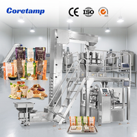 Automatische roterende machine voor het verpakken van voorgevormde gusset stand-up pouches voor snoep, gedroogd fruit en snacks