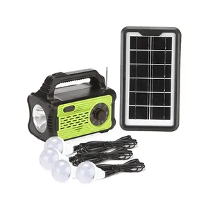 Speaker Mini portabel luar ruangan, Kit pencahayaan tenaga surya Radio Kemah dan Generator sistem energi surya untuk rumah