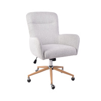 Chaise de bureau ergonomique en tissu gris clair avec accoudoirs réglables Chaise de maison/bureau moderne au design pivotant sur roulettes en métal