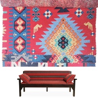 Tissu Jacquard Arabe Sadu Antistatique 100% Polyester Tricoté Chaîne Fil Teint Couleurs Mélangées Rouge Blanc Noir pour Tapisserie de Canapé
