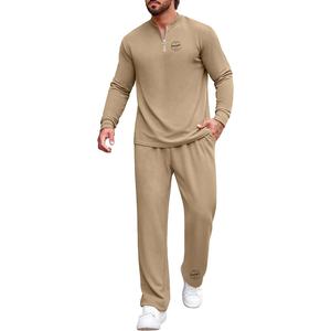 ชุดเซ็ตเสื้อผ้าผู้ชาย 2 ชิ้น ลายพิมพ์สปอร์ต สไตล์สปริง แห้งเร็ว เสื้อยืดแขนยาวคอริบ ซิป ¼  พร้อมกางเกงจ็อกเกอร์เอวยางยืด - Product Image 5