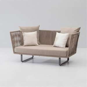 Canapé <span class=keywords><strong>en</strong></span> <span class=keywords><strong>rotin</strong></span> minimaliste moderne pour l'extérieur - Imperméable et résistant au soleil ; Idéal pour les cours, les jardins et les balcons. - Product Image 3