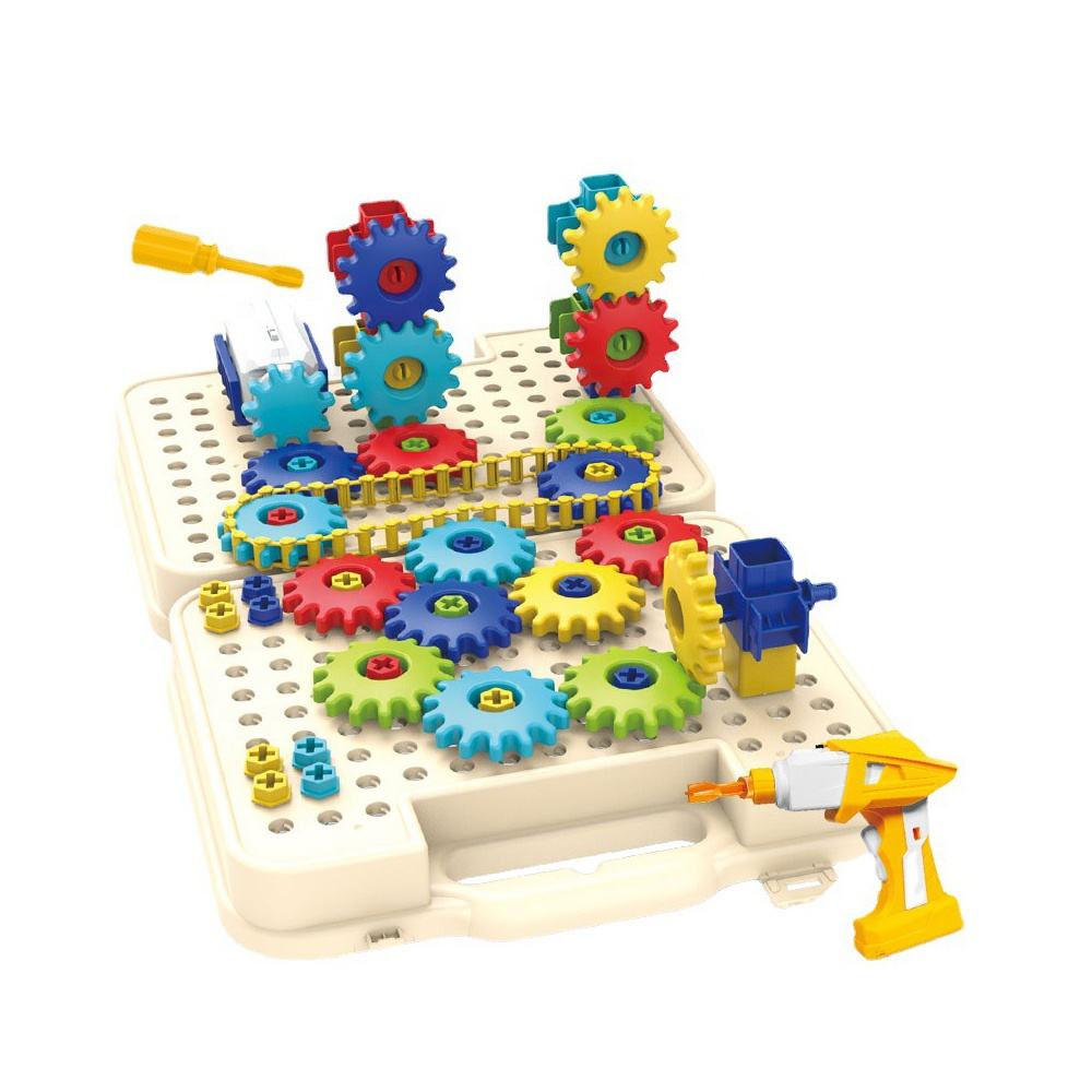 222件DIY组装电动齿轮旋转积木钻螺丝创意工具箱儿童益智玩具拼图积木| Alibaba.com