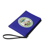Dompet Koin Mini Berresleting Motif Bendera Belize, Dompet Penyimpanan Poliester untuk Kartu, Koin, Kosmetik, Warna Campuran Modis