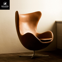 Sillón Individual Nórdico, Modelo para Conferencias y Hoteles, Diseño Simple para Sala de Estar, Metal, Cuero, Tela, Giratorio, Esférico