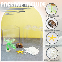 Mini aquarium carré en plastique 1L léger pour poissons Betta, tortues, poissons rouges, chambre, cuisine, aménagement paysager extérieur, garantie à vie