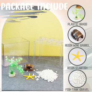 Mini aquarium carré en plastique léger de 1L avec lumière pour Betta, tortue, poisson rouge, aménagement paysager de bureau et de cuisine, espaces extérieurs - Product Image 5