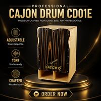 GECKO Professional Cajon Drum CD01E Birch Wood Box Drum Adjustable Snare Strings for Performance
