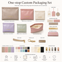 Pochette cosmétique magnétique en cuir PU souple personnalisée avec logo en feuille d'or pour cadeau VIP de beauté, fermeture automatique, pochette à pression
