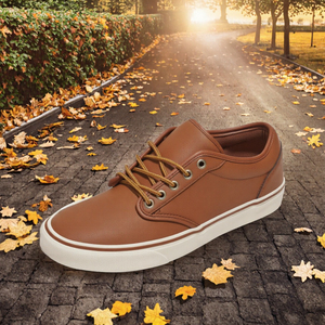 Zapatos de Skateboarding de Cuero Genuino Marrón, Zapatillas Casuales con Cordones, Calzado Cómodo con Amortiguación - Product Image 2