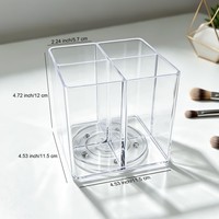 Porte-stylos en acrylique transparent, organisateur de marqueurs, 4 compartiments, organisateur de bureau rotatif, porte-crayons