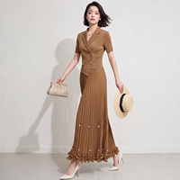 Robes plissées Miyake pour femmes, qualité supérieure, élégantes pour le bureau, à manches courtes, coupe trapèze, avec ourlet à volants, pour commandes en gros