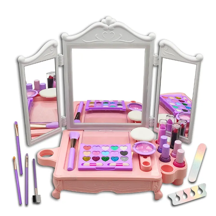 Pabrik langsung grosir Natural Finish Makeup Kit Fashion tren kecantikan Set untuk anak-anak mengandung bubuk kosmetik meja rias