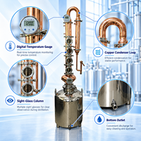 Colonne de distillation industrielle et commerciale Teve 100L avec jauge de niveau pour whisky, vodka, gin, brandy, rhum, éthanol – Alambic en cuivre avec condenseur