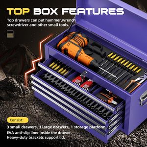 Coffre à outils roulant Omelaza à 8 tiroirs avec serrure à clé, chariot amovible à roulettes, grande capacité, organisateur d'outils pour mécanicien, <span class=keywords><strong>garage</strong></span> - Product Image 5