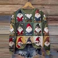 Nouveau Pull Décontracté et Tendance pour Femme en Tissu Air Layer avec Impression Numérique 3D Arbre de Noël et Fourrure de Lapin – Collection Automne Hiver 2026