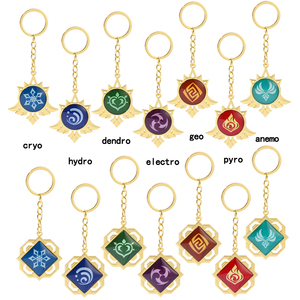 Gioco di vendita caldo <span class=keywords><strong>Genshin</strong></span> Impact 7 Element Eye of God portachiavi luminosi a doppia faccia accessori Cosplay - Product Image 2