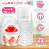 Gobelets en plastique PET de 8 oz avec couvercles, personnalisables avec logo, transparents, pour boissons, yaourts et desserts, emballage alimentaire pour usage alimentaire