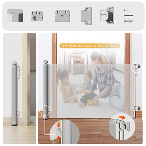 Puerta de Seguridad Retráctil para Bebés y Mascotas, Barrera Extra Ancha para Perros y Gatos, Puerta de Seguridad Ajustable OEM para el Hogar - Product Image 6