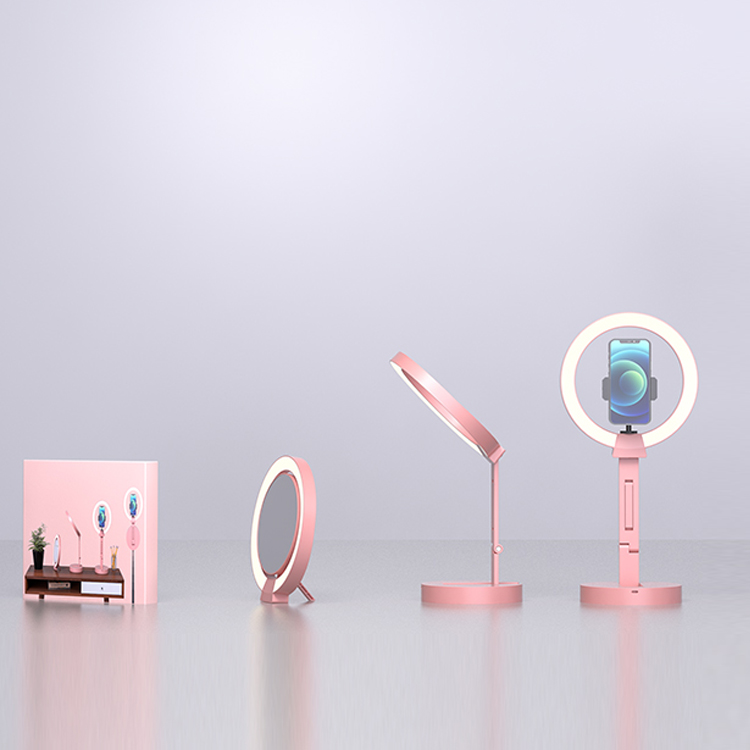 Оптовая продажа, красота, макияж, заполняющее фотографическое освещение с беспроводным зарядным устройством, зеркальный светодиодный кольцевой светильник для телефона