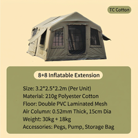 Tente de glamping gonflable professionnelle en tissu TC 8+8m², installation rapide automatique, tente d'extérieur