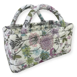 Floral Pattern Handmade Pure Cotton Durable Foldable Waterproof Handbag with Chain Strap and 3L+ Capacity - Product Image 2