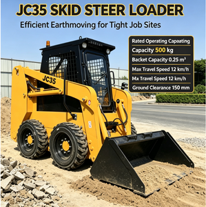 Chargeuse compacte sur pneus JC35 de 500 kg de capacité, machine flexible pour l'aménagement paysager des parcs, le nettoyage des vergers, la manutention du <span class=keywords><strong>gravier</strong></span> - Product Image 1