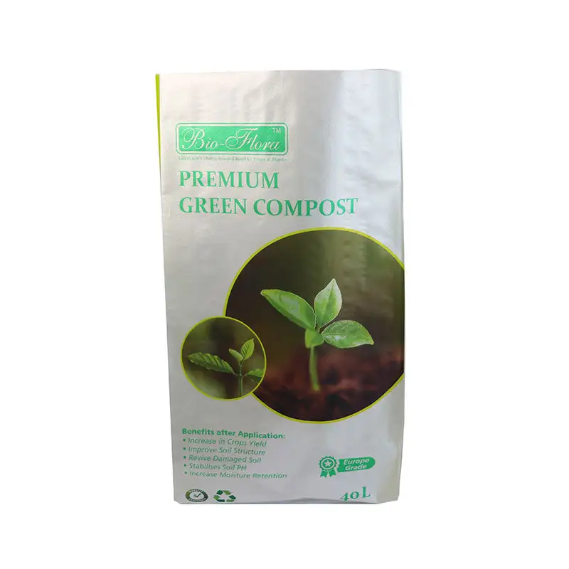 Personalizado 10kg 15kg 20kg 25kg 50kg Agrícola bopp laminado pp tecido 40lb fertilizante saco solo verde composto polipropileno saco