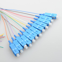 Kabel Pigtail Bundel Serat Optik 24 Core Kustom SC/UPC SM 1.5m G652D 9/125um Singlemode 0.9mm FTTH POE/GSM Selubung PVC/LSZH Patch